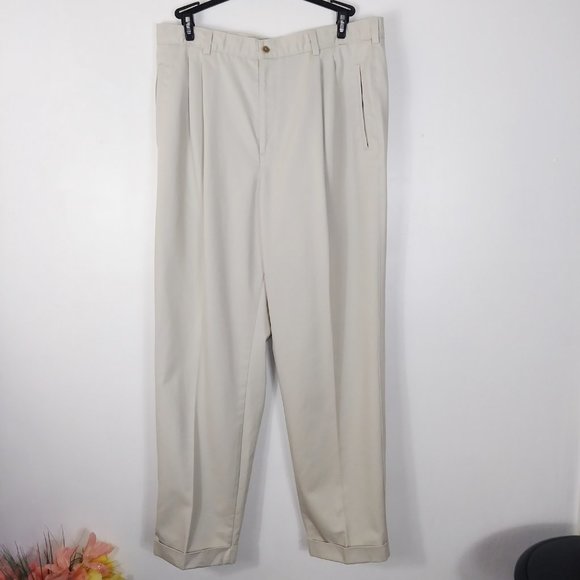 Savane Pants Savane Pleated Stretch Crosshatch Dresspants 38x32